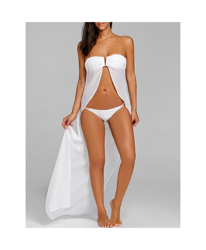 Strapless Bikini With Cover Up White L Women