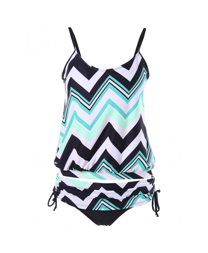 Spaghetti Strap Zig Zag Tankini Set Multi-A Xl Women