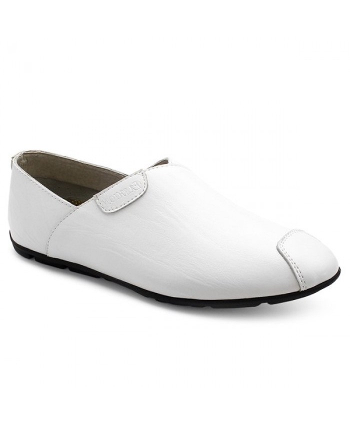 Simple Men's Loafers With Pu Leather And Solid Color Design White 