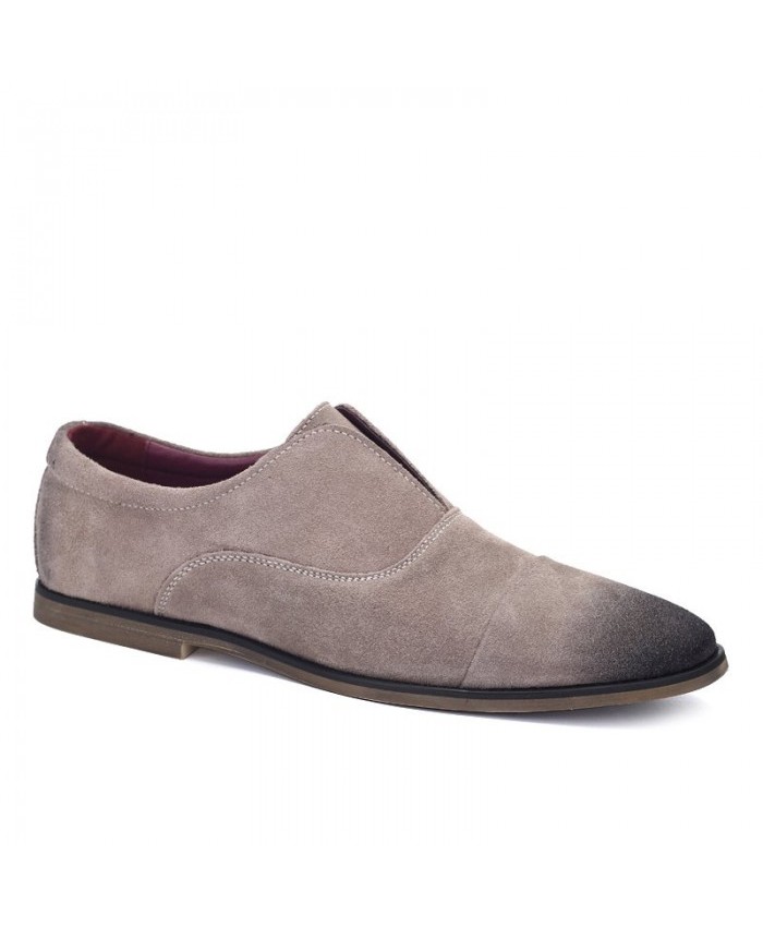 Simple Men's Casual Shoes With Suede And Slip-On Design Light Khaki 