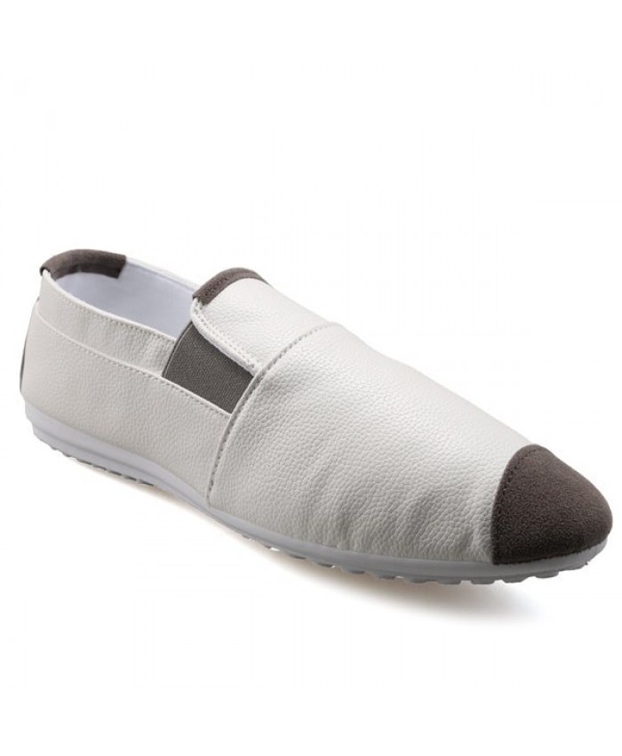 Leisure Men's Loafers With Color Block And Elastic Design White 