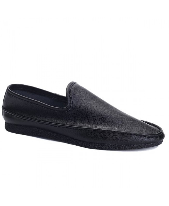 Concise Men's Casual Shoes With Solid Colour And Pu Leather Design Black 