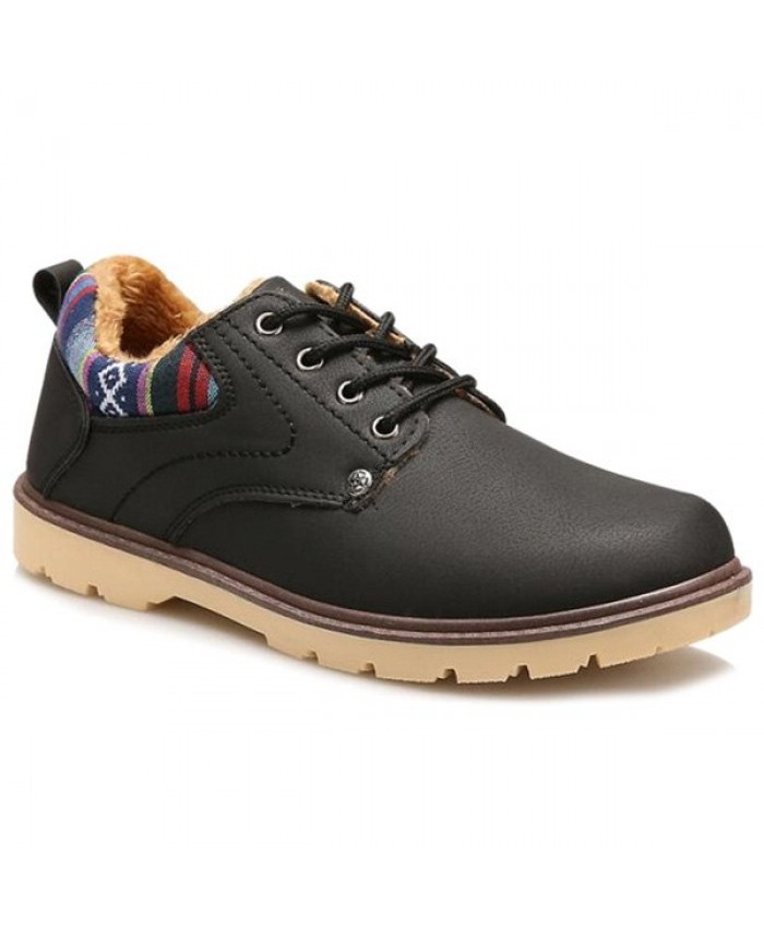 Lace Up Striped Pattern Casual Shoes Black Men