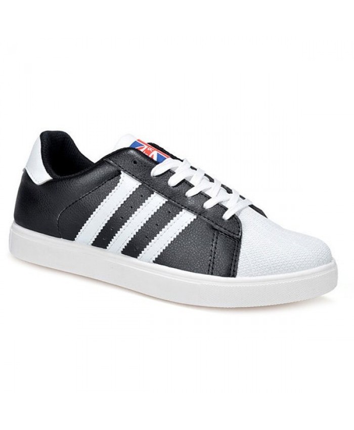Colour Splicing Lace-Up Striped Pattern Casual Shoes Black Men