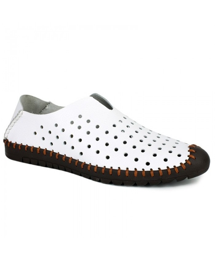 Concise Men's Casual Shoes With Stitching And Hollow Out Design White 