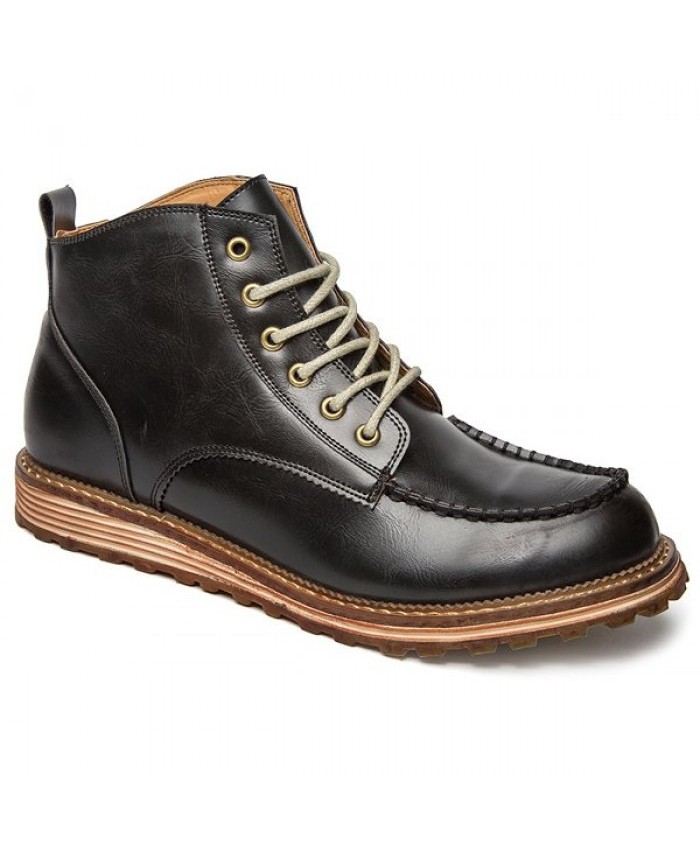 Stitching Round Toe High Top Boots Black Men