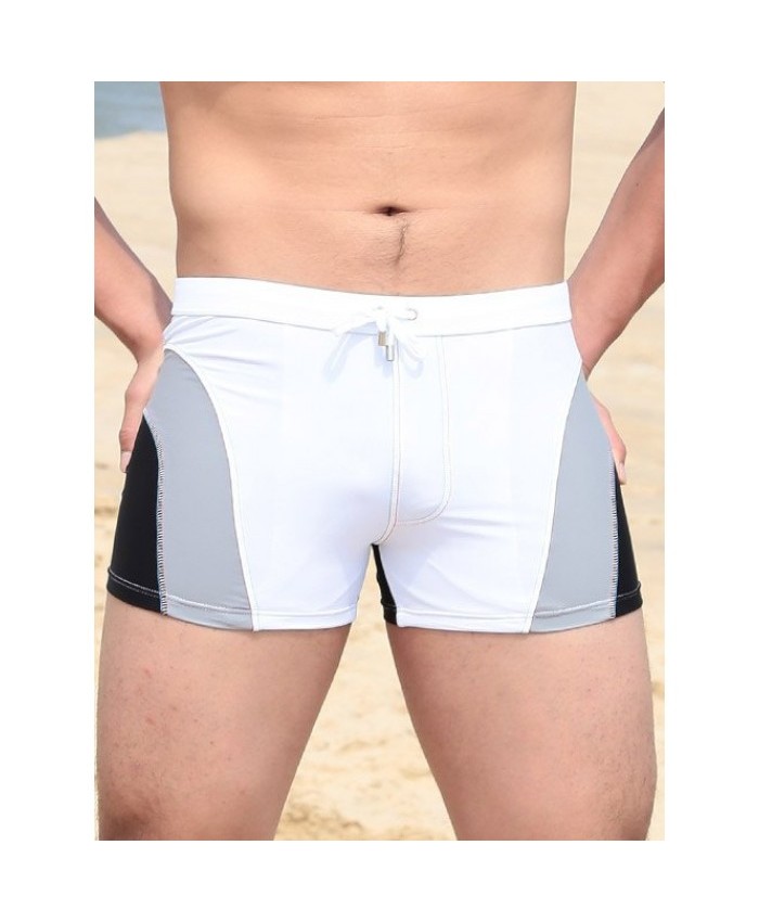 Drawstring Waist Insert Swimming Trunks White 2Xl Men