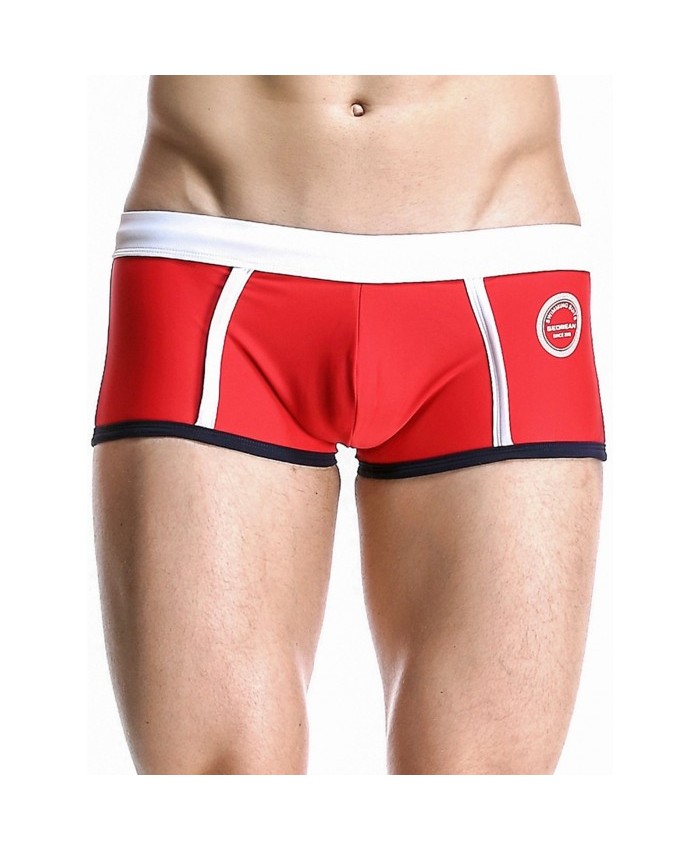 Splicing Design Low Rise Men's Swimming Trunks Red Xl 