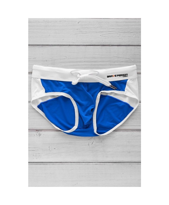 Letter Printed Sexy Color Block Men's Swimming Trunks Azure L 